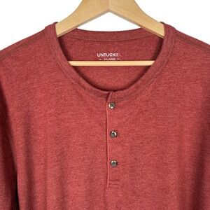 UNTUCKit Mens XXLarge Albariño Henley Shirt Long Sleeve Red Casual